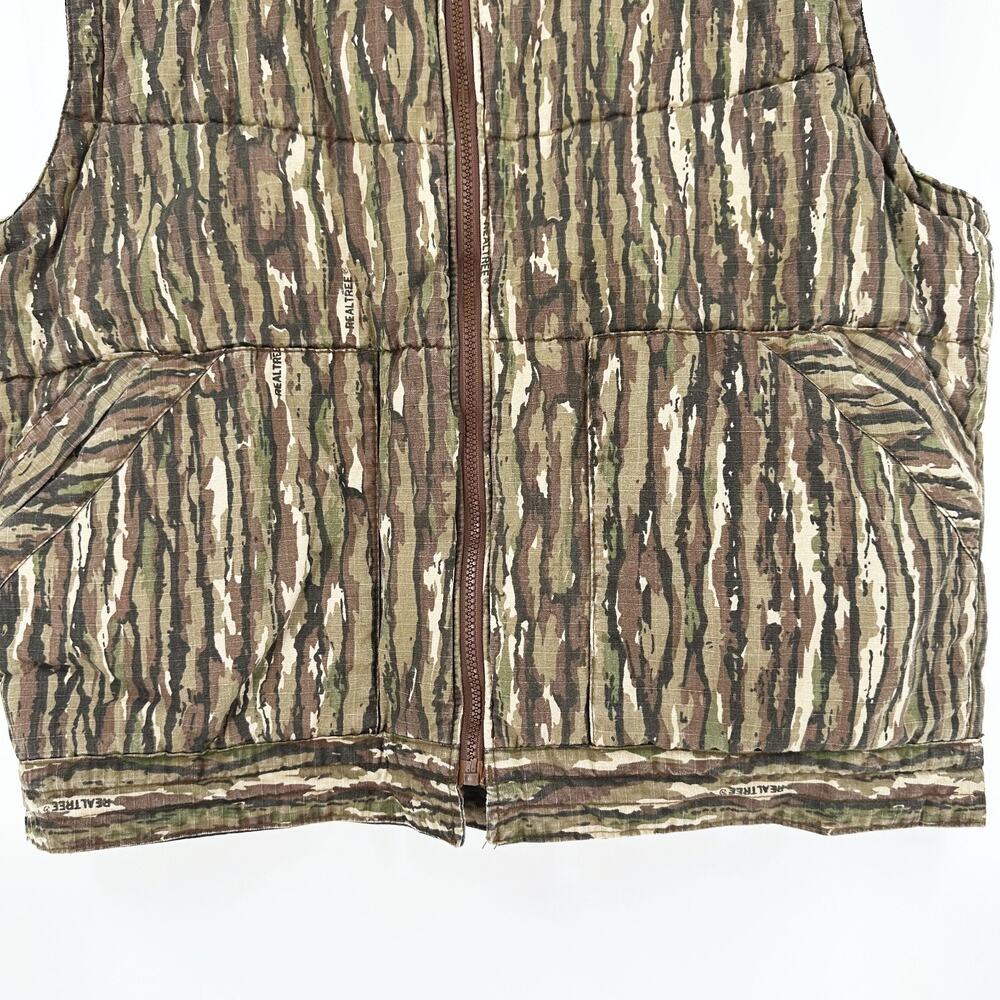 VTG 90s Trophy Club Realtree Camo Puffer Zip Up Vest Mens Large Hunting Outdoors - Picture 2 of 10